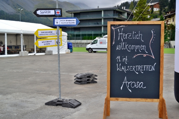 Uvítací tabule na Walsertreffen. Arosa 2016